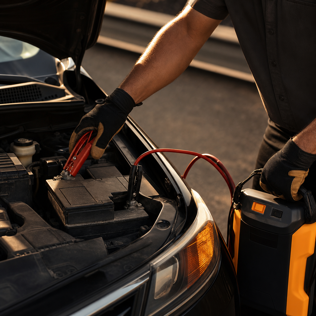breakdown towing in West Palm Beach — jump start image in West Palm Beach